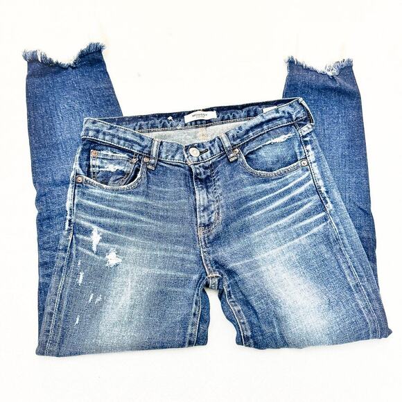 Moussy Vintage Dark Wash Denim Jeans Raw Hem 025DSC12-2140 Size 28 - Picture 4 of 10